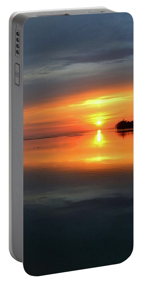 Abstract Portable Battery Charger featuring the digital art Reflective Waters Two by Lyle Crump