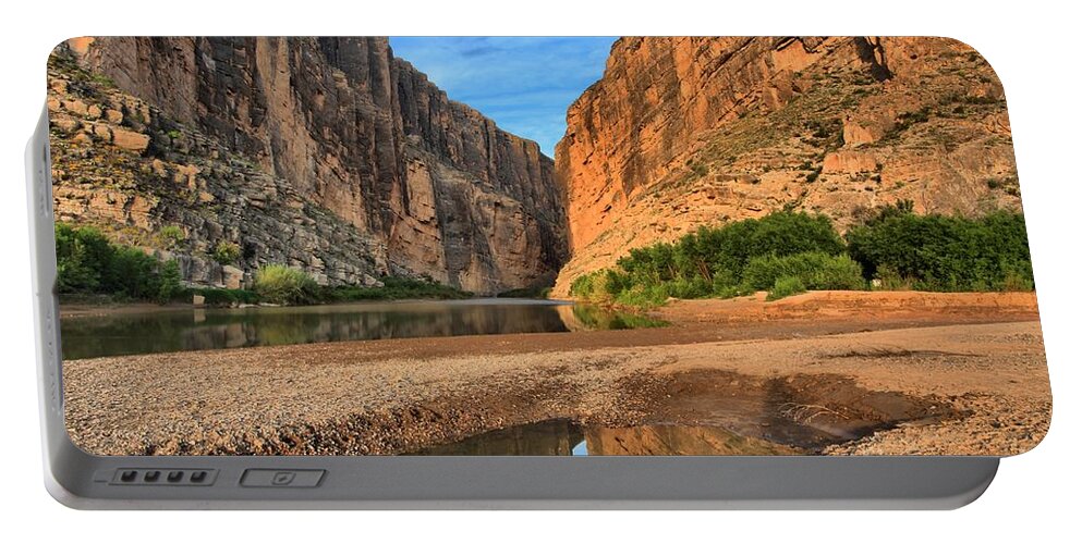 Santa Elena Canyon Portable Battery Charger featuring the photograph Refletions In Terlingua Creek by Adam Jewell