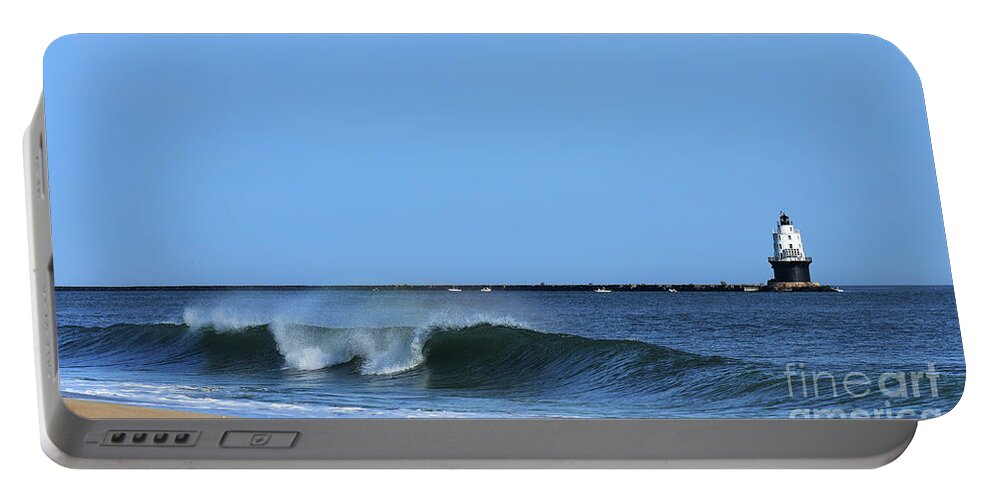Lighthouses Portable Battery Charger featuring the photograph Refuge Breakers by Skip Willits