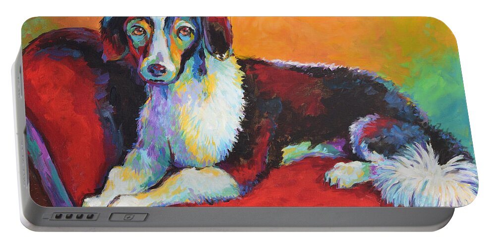 Pet Portable Battery Charger featuring the painting Regal Puppy by Jyotika Shroff