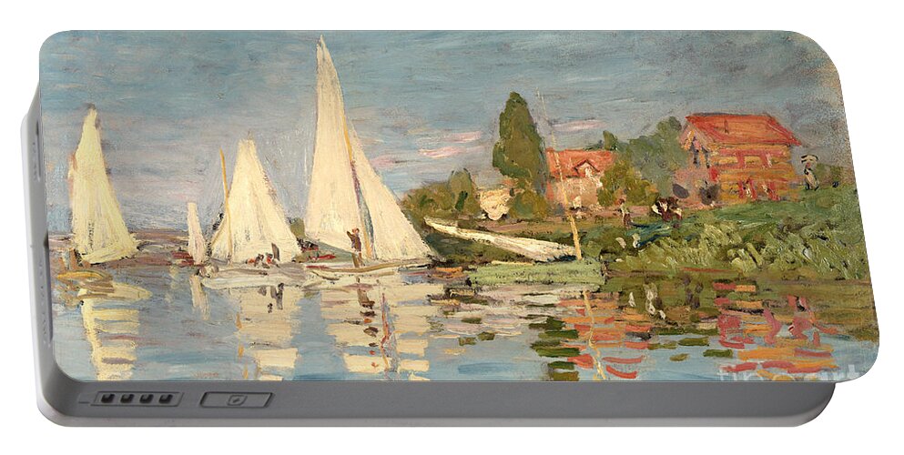 Regatta Portable Battery Charger featuring the painting Regatta at Argenteuil by Claude Monet