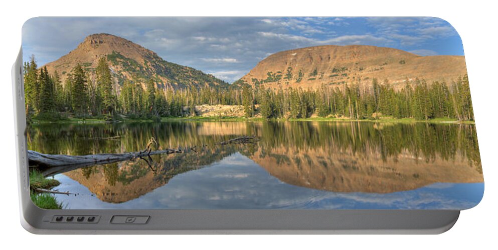 Panoramic Portable Battery Charger featuring the photograph Reids Peak and Bald Mountain Panoramic by Brett Pelletier