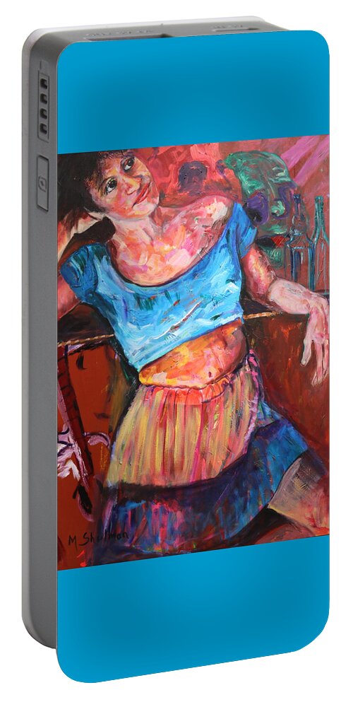 Portraits Portable Battery Charger featuring the painting Relaxing by Madeleine Shulman