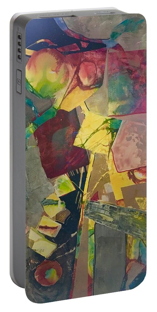 This Is The Junction Where A Thought Is Transferring And Becoming A Manifestation. There Is Considerable Tension At This Point. Portable Battery Charger featuring the painting Relay the force Pattern by Carole Johnson