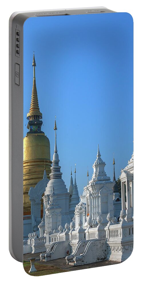 Scenic Portable Battery Charger featuring the photograph Wat Suan Dok Reliquaries of Northern Thai Royalty DTHCM0947 by Gerry Gantt
