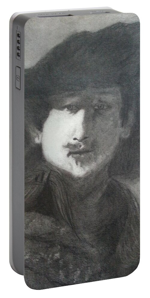 Rembrant Portable Battery Charger featuring the drawing Rembrandt by Amelie Simmons