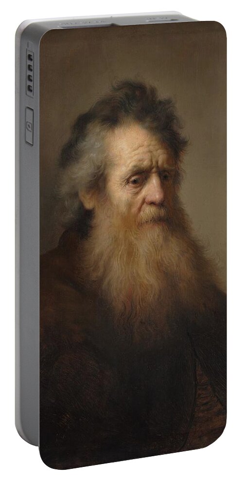 Rembrandt Bearded Old Man Portable Battery Charger featuring the painting Rembrandt Bearded old man by MotionAge Designs