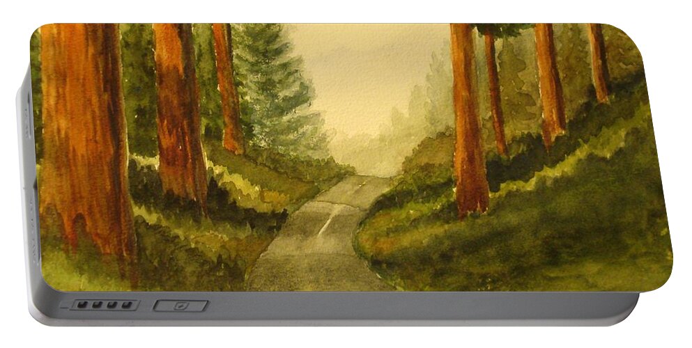 Redwoods Portable Battery Charger featuring the painting Remembering Redwoods by Marilyn Jacobson