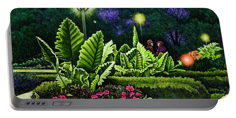Park Portable Battery Charger featuring the painting Rendezvous in the Park by Michael Frank