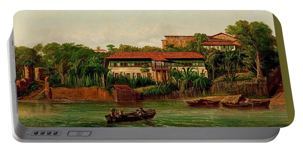 Joseph Leon Righini Portable Battery Charger featuring the painting Residence on the Banks of the Anil River by Joseph Leon Righini
