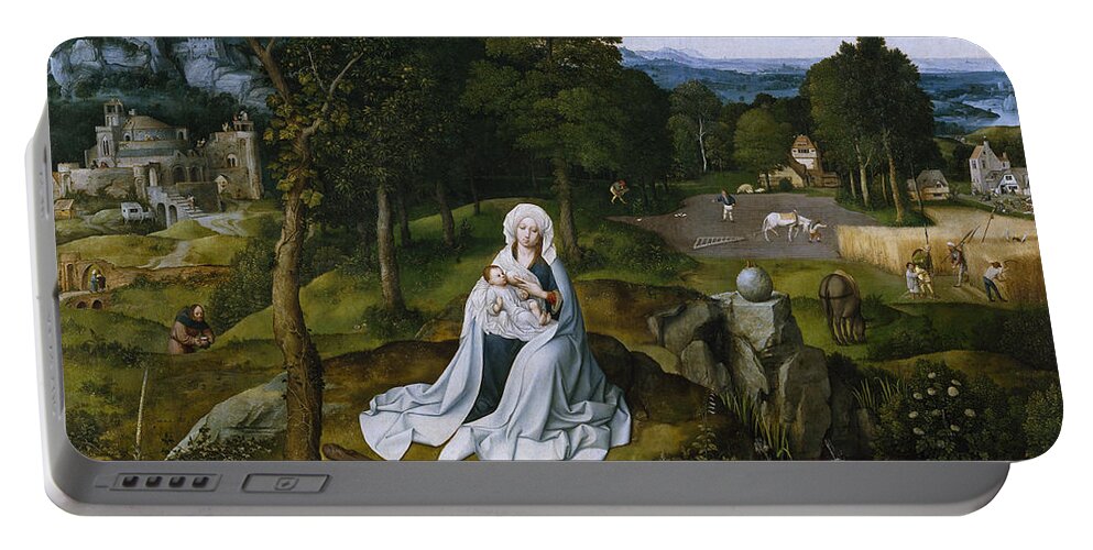 Joachim Patinir Portable Battery Charger featuring the painting Rest during the Flight to Egypt by Joachim Patinir
