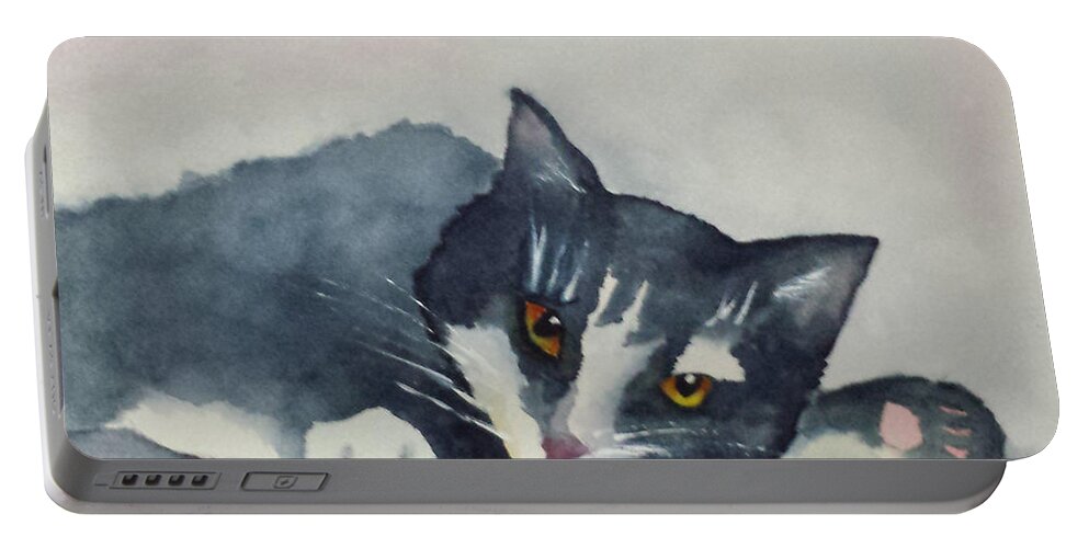 Cat Portable Battery Charger featuring the painting Resting by Elise Boam