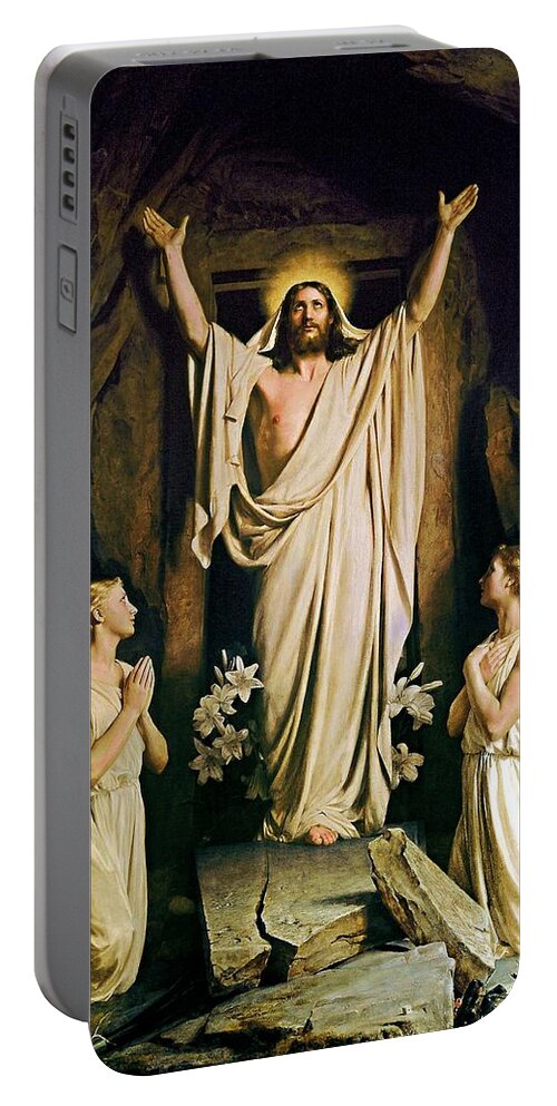 Resurrection Portable Battery Charger featuring the painting Resurrection by Carl Heinrich Bloch