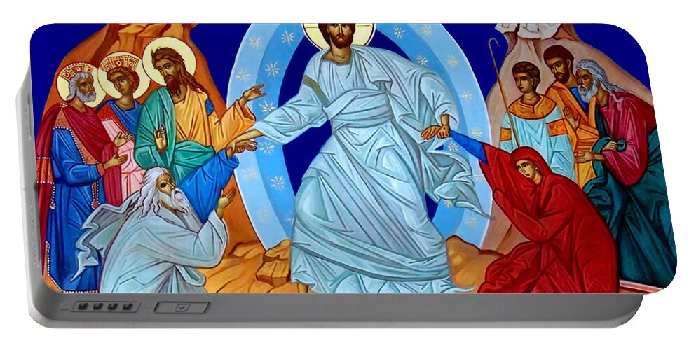 Resurrection In The Bible Portable Battery Charger featuring the painting Resurrection in the Bible by Munir Alawi