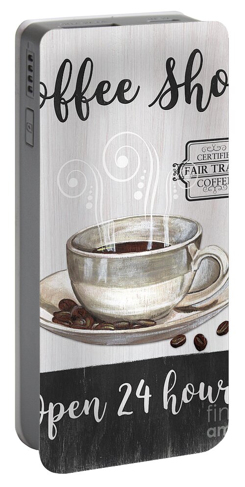 Coffee Portable Battery Charger featuring the painting Retro Coffee Shop 1 by Debbie DeWitt