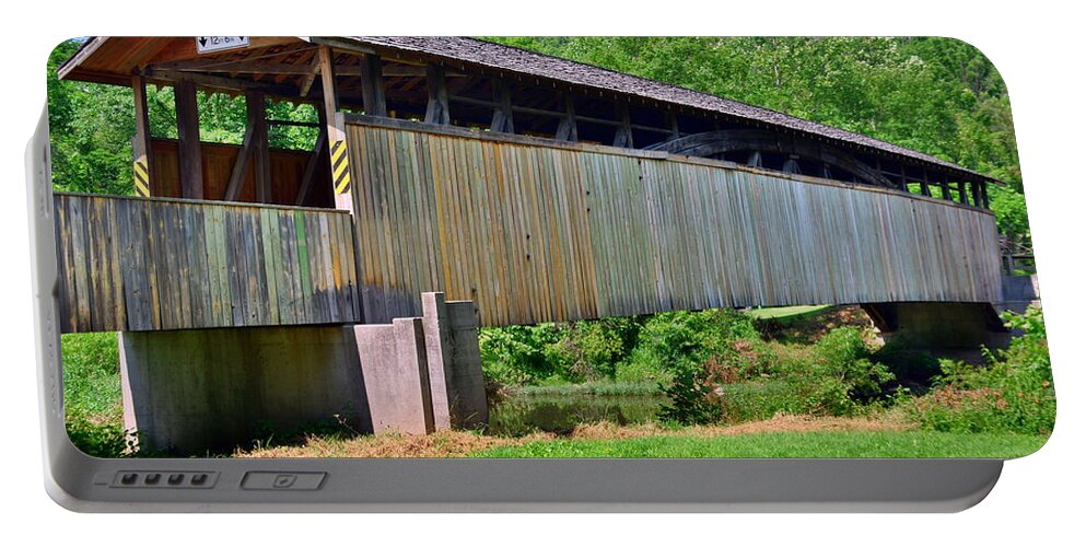 Claycomb Covered Bridge Portable Battery Charger featuring the photograph Claycomb Covered Bridge by Lisa Wooten