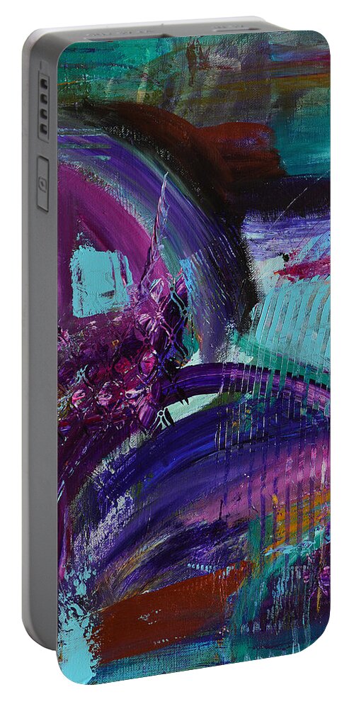 Modern Portable Battery Charger featuring the painting Rhapsody In Raspberry by Donna Blackhall