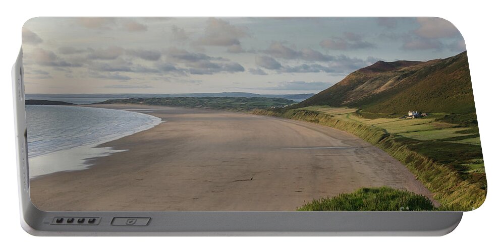 Sunset Portable Battery Charger featuring the photograph Rhossili Bay, South Wales by Perry Rodriguez