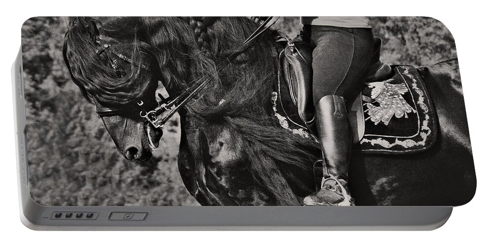 Rider And Steed Dance Portable Battery Charger featuring the photograph Rider and Steed Dance by Wes and Dotty Weber