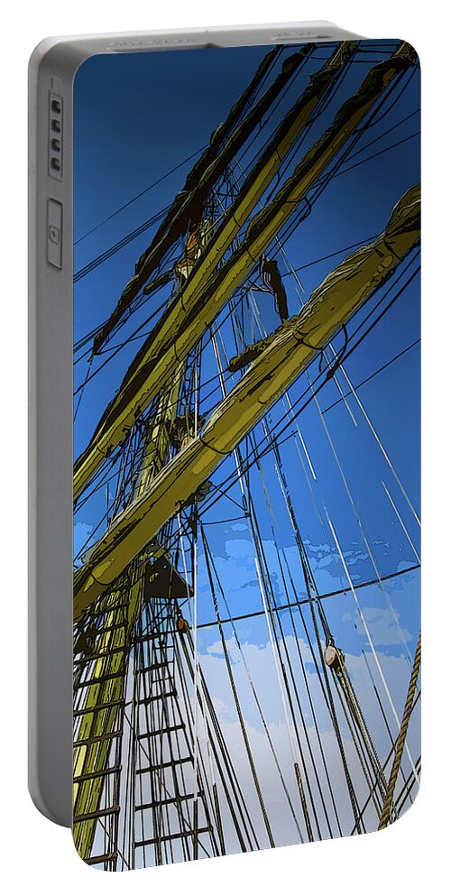 Tall Ships Portable Battery Charger featuring the digital art Rigging by Gina Harrison