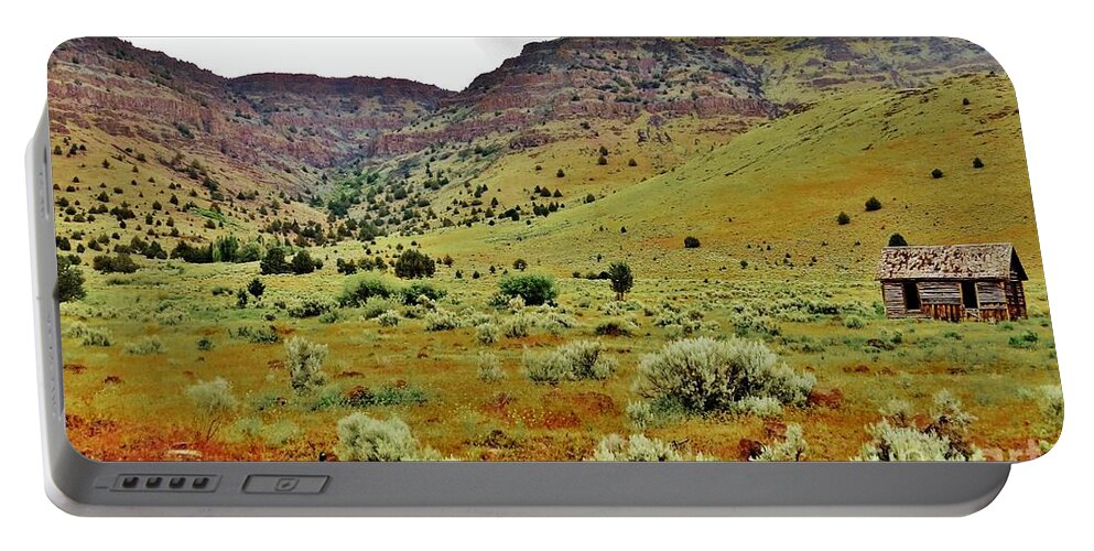 Eastern Oregon Portable Battery Charger featuring the photograph Rim Rock and Sage Brush by Michele Penner
