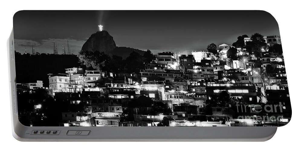 Leme Portable Battery Charger featuring the photograph Rio de Janeiro - Christ the Redeemer on Corcovado, Mountains and Slums by Carlos Alkmin