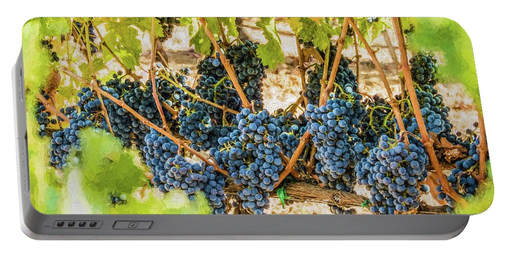 California Portable Battery Charger featuring the photograph Ripe Grapes on Vine by David Letts