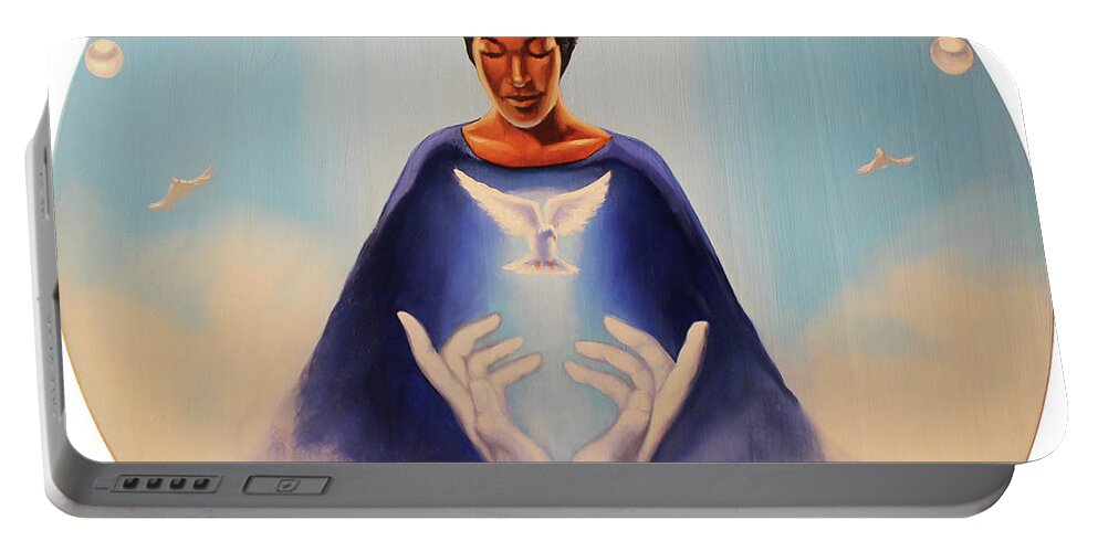 Zeta Phi Beta Portable Battery Charger featuring the painting Rise in this light by Jerome White