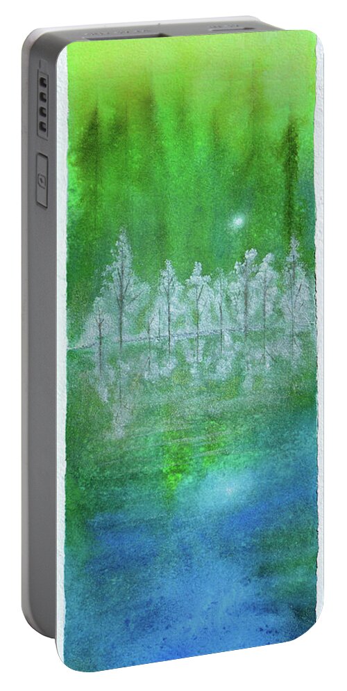 Abstract Landscape Portable Battery Charger featuring the painting Rising Mist by Donna Blackhall