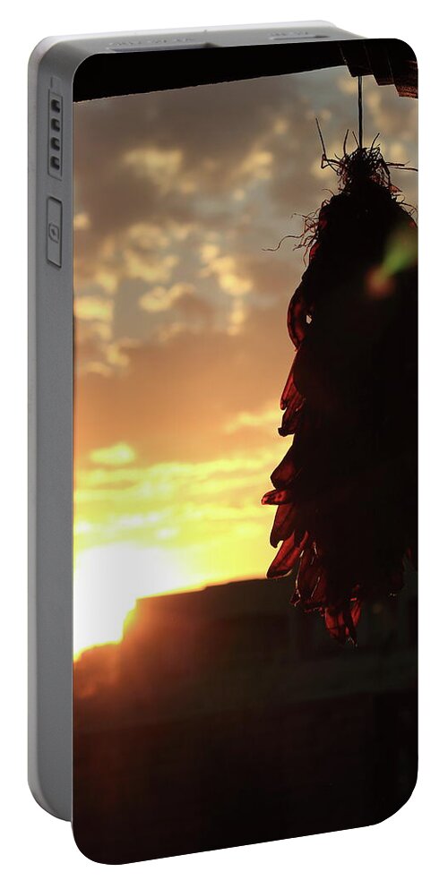 Ristra Portable Battery Charger featuring the photograph Ristra at Sunset by David Diaz