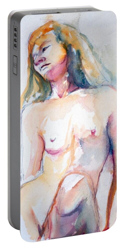 Full Body Portable Battery Charger featuring the painting Rita #7 by Barbara Pease