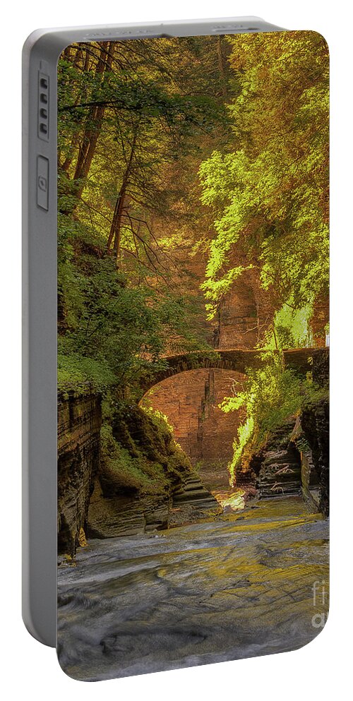 Gorge Portable Battery Charger featuring the photograph Rivendell Bridge by Rod Best