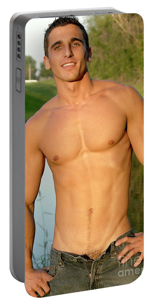 Nude Portable Battery Charger featuring the photograph Good-Looking River Rat by Gunther Allen