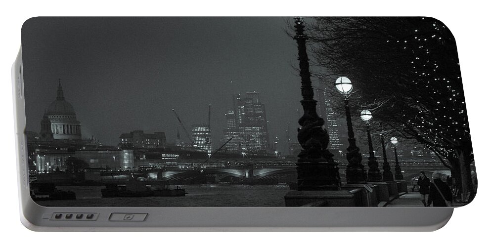 River Portable Battery Charger featuring the photograph River Thames Embankment, London 2 by Perry Rodriguez