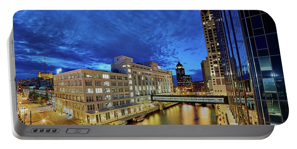 Www.cjschmit.com Portable Battery Charger featuring the photograph River View by CJ Schmit