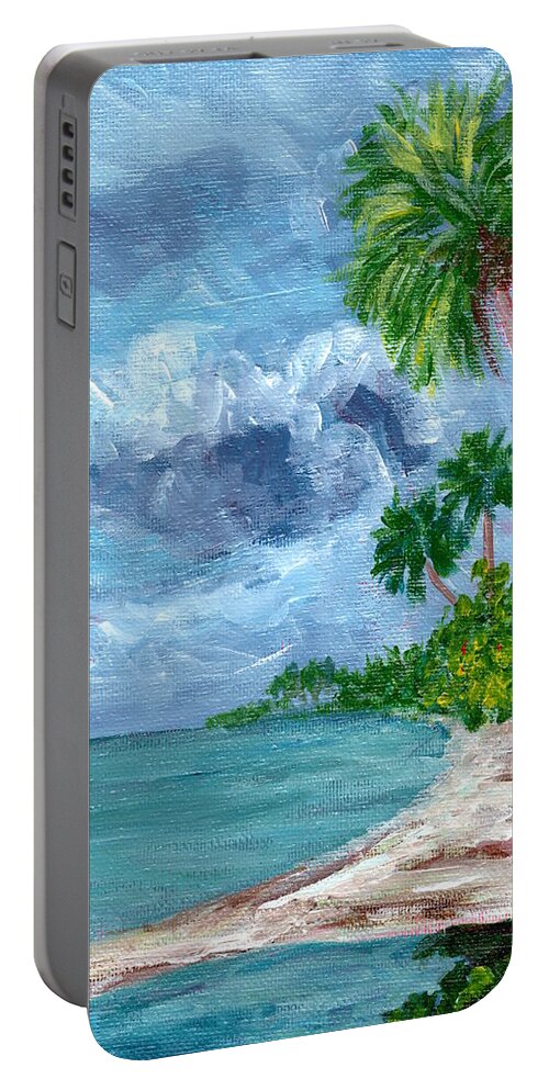 Acrylic Portable Battery Charger featuring the painting River's Edge by Marcy Brennan