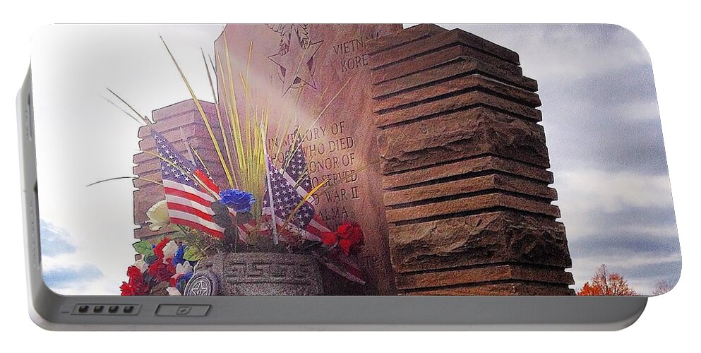 Alma Portable Battery Charger featuring the photograph Riverside Cemetery War Memorial by Chris Brown