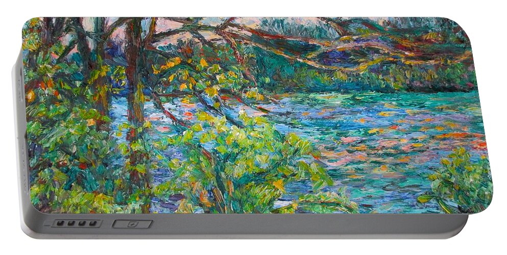 Rivers Portable Battery Charger featuring the painting Riverview Spring by Kendall Kessler