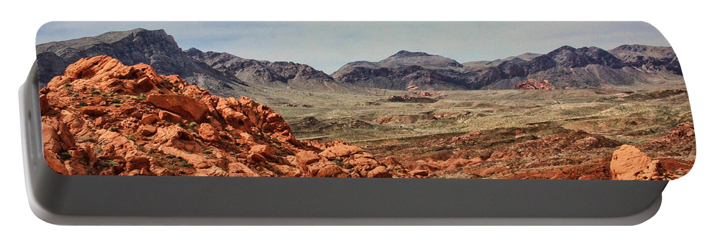 Desert Portable Battery Charger featuring the photograph Road to fire by Tammy Espino