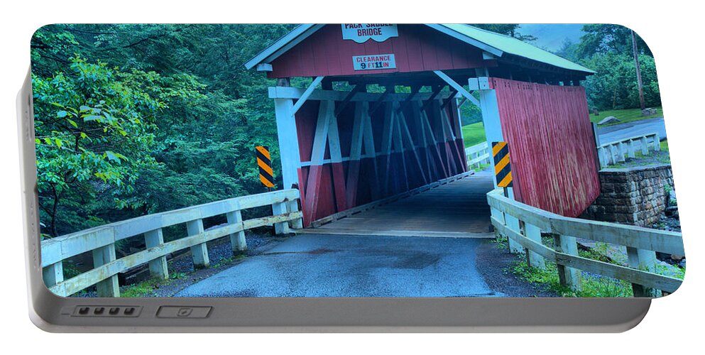 Packsaddle Covered Bridge Portable Battery Charger featuring the photograph Road To The Packsaddle Covered Bridge by Adam Jewell