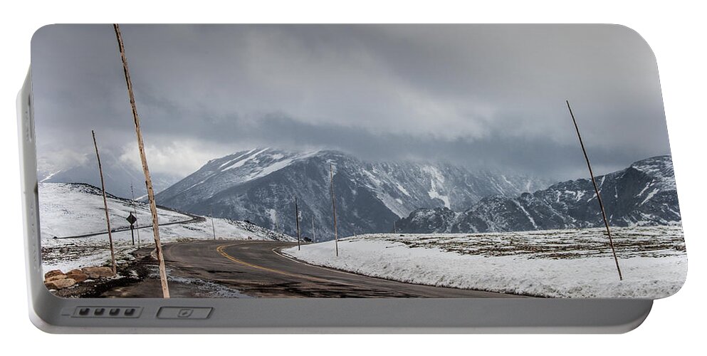 Nature Portable Battery Charger featuring the photograph Road Way over the Mountains in Rocky Mountain National Park by Randall Nyhof