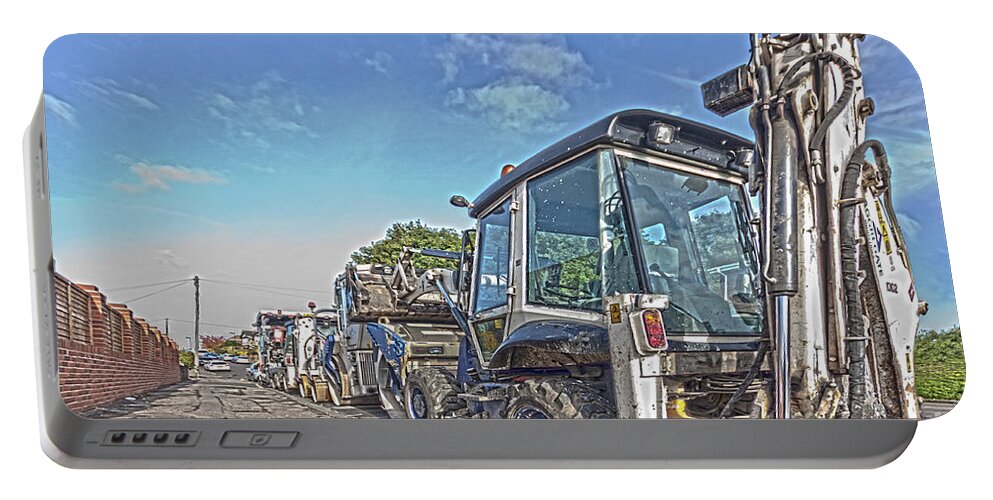 Mechanical Portable Battery Charger featuring the photograph Road Work Machines HDR by Terri Waters