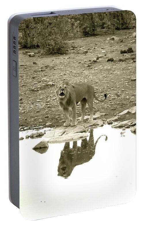 Lion Portable Battery Charger featuring the photograph Roar by Jaqueline Briel