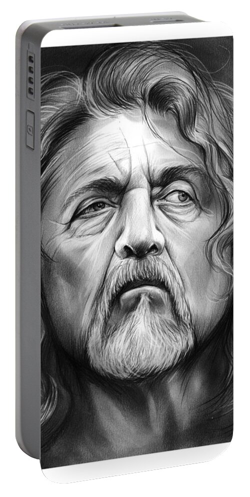 Robert Plant Portable Battery Charger featuring the drawing Robert Plant by Greg Joens