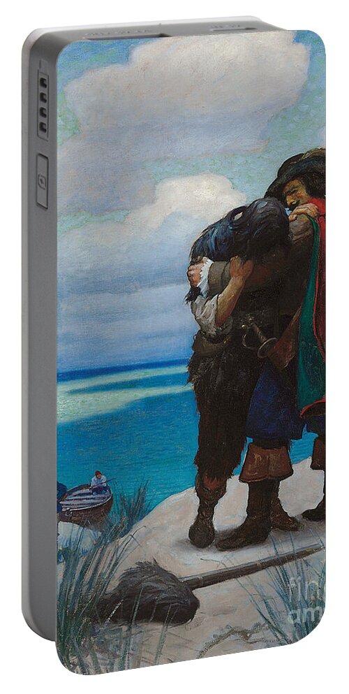 Robinson Portable Battery Charger featuring the painting Robinson Crusoe Saved by Newell Convers Wyeth