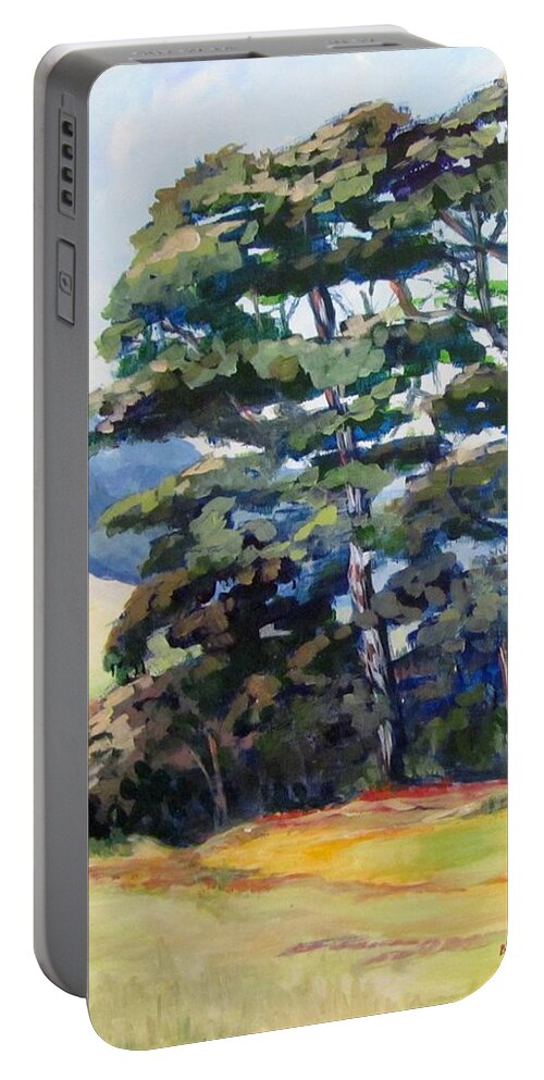 Trees Portable Battery Charger featuring the painting Robyn's Trees by Barbara O'Toole