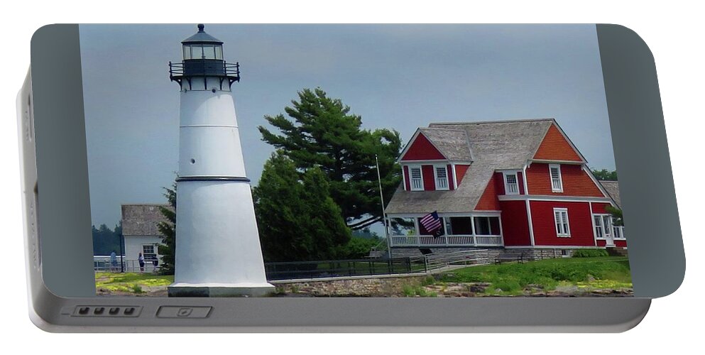 Rock Island Portable Battery Charger featuring the photograph Rock Island Lighthouse July by Dennis McCarthy