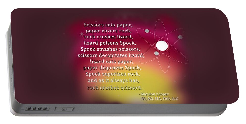 Wright Portable Battery Charger featuring the digital art Rock - Paper - Scissors - Lizard - Spock by Paulette B Wright