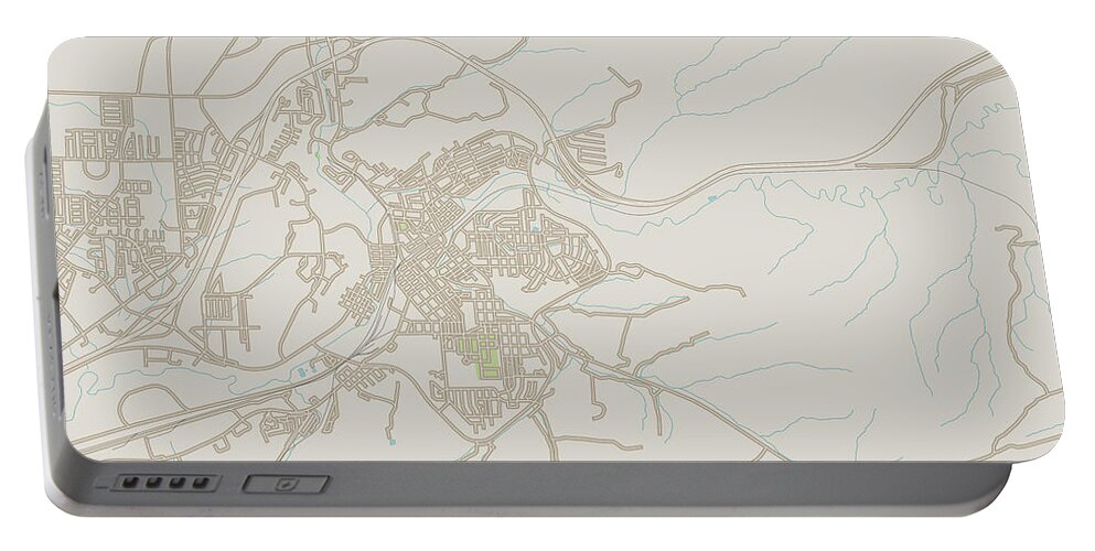 Rock Springs Portable Battery Charger featuring the digital art Rock Springs Wyoming US City Street Map by Frank Ramspott