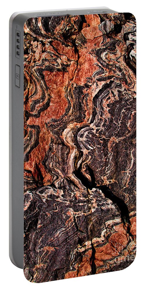 Banded Portable Battery Charger featuring the photograph Rock Veins by Les Palenik